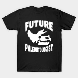 Future Paleontologist Triceratops Dinosaur White Skull T-Shirt